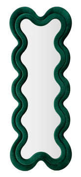 Miroir mural Monica cadre en bois Velours Vert