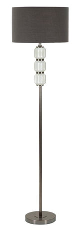 Lampe de sol Bright One Verre Blanc et Velours Gris