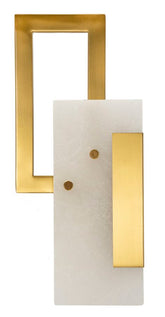 Applique murale géométrique métal doré verre satiné