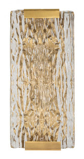 Applique murale rectangulaire doré en métal et verre avec relief