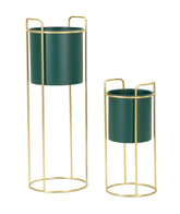 Support de vase ensemble 2 pcs Vert base Dorée