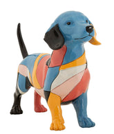 Sculpture chien teckel animée couleurs vives