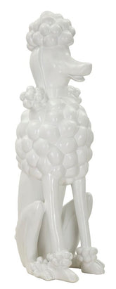 Statue de chien caniche assis Blanc