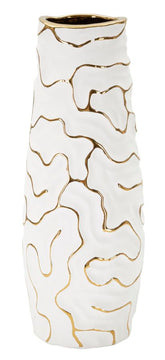 Vase céramique blanche lignes dorées