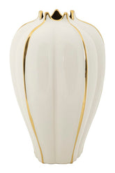 Vase céramique blanche finitions dorées