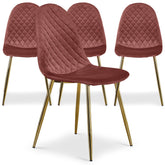 Lot de 4 chaises Atona velours rose matelassées
