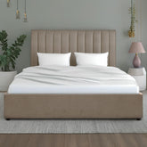 Lit coffre Astris avec sommier en velours taupe 180 cm