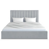 Lit Coffre Songe + Sommier Velours Argent 180cm