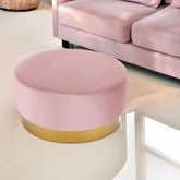 Pouf rond en velours pied or Artulo