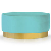 Pouf Rond Daisy Velours Menthe Pied Or