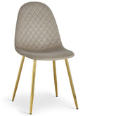 Lot de 8 chaises matelassées pieds or Atona velours taupe