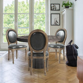 Lot de 2 chaises Adria médaillon simili cuir gris