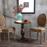 Lot de 2 chaises médaillon Adria en bois patiné et simili taupe