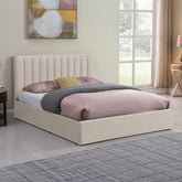 Lit coffre Astris avec sommier tissu beige 160 cm