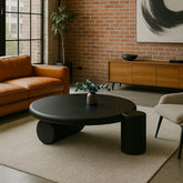 Table basse Abdeli ronde asymétrique noire 100cm