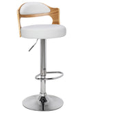 Lot de 6 chaises de bar Ruben Chêne clair et Simili Blanc