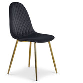 Lot de 8 chaises Atona matelassées pieds dorés velours noir