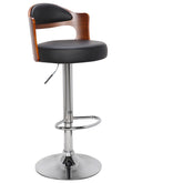 Lot de 6 chaises de bar Ruben Bois Noisette et Simili Noir