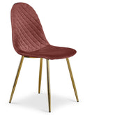 Lot de 8 chaises Atona matelassées pieds or velours rose