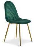 Lot de 8 chaises Atona matelassées pieds en or velours vert