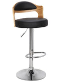 Lot de 6 chaises de bar chêne clair et simili noir Alado