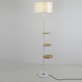 Lampadaire avec tablettes Steppa Blanc et Bois