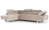 Canapé d'angle avec têtières relevables Alfa Velours Taupe