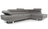 Canapé d'angle Annalo avec têtières relevables en tissu gris
