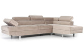 Canapé d'angle Annalo avec têtières ajustables velours taupe