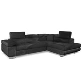 Canapé d'angle Alixto convertible avec têtières relevables en simili noir