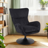 Fauteuil pivotant Cernel en velours côtelé noir
