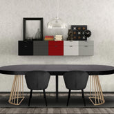 Table extensible Atlon ronde noire pieds or