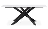 Table rectangulaire Brillya pour salle à manger en métal noir et céramique effet marbre blanc