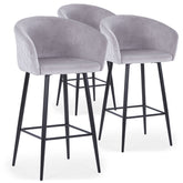 Lot de 3 chaises de bar en velours Asil argent