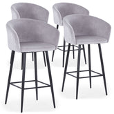 Lot de 4 chaises de bar Asil en velours gris