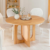 Table ronde Cidis avec cannage 120 cm en chêne clair et rotin