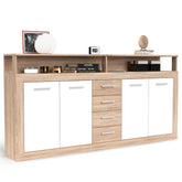 Buffet 4 portes et 4 tiroirs Bamat en bois sonoma et blanc L190 cm