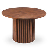 Table ronde extensible pied central style colonne Burkina 120-160cm Bois Noisette