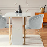 Chaise en velours Armelio argent pieds or