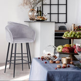 Chaise de bar en velours Asil argenté