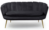 Canapé arrondi 2 places Arneris velours noir pieds en or