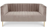 Canapé 2 places Basta en velours taupe à coutures verticales