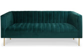 Canapé 3 places Basta à coutures verticales velours vert