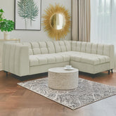 Canapé d'angle Ciona convertible en velours beige