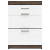 Commode 1 tiroir et 2 portes L70xH100cm Tenessil Chêne foncé et Blanc