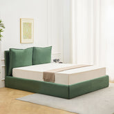 Lit-coffre sommier relevable Cartato velours vert 140x190cm