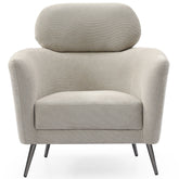 Fauteuil Bonkou avec haut dossier en tissu doux beige