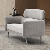 Canapé 2 places Bonkou avec haut dossier en tissu doux gris