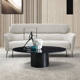 Canapé 3 places Bonkou avec haut dossier en tissu beige doux