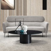 Canapé 3 places Bonkou avec haut dossier en tissu doux gris